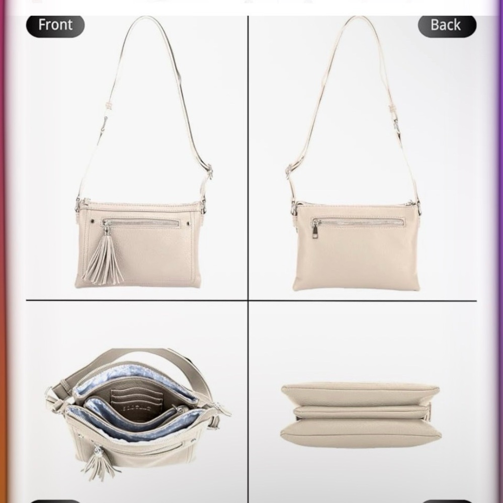 Isabelle Multicompartment VeganLeather Crossbody Bag with Zipper Pocket & Tassle - Picture 2 of 10